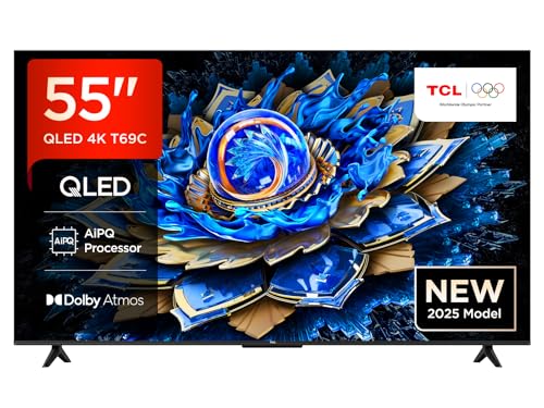 TCL 55T69C 55” QLED 60HZ 4K HDR, Google TV, Smart TV (Dolby Vision & Atmos, Motion clarity, compatibile con Google Assistant & Alexa), 2025