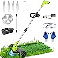 Aokia Electric Weed Wacker Cordless, 12V Battery Powered Weed Eater Cordless with Adjustable Pole (65inch), Lightweight Grass Trimmer Cutter/Mower/Edger with 2 Types Blade for Yard Lawn and Garden
