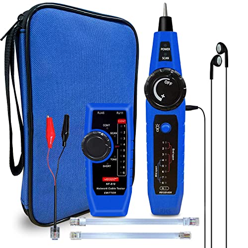 Network Cable Tester, RockyMars RJ11 RJ45 Wire Tracker Multifunctional Line Finder with LED Light, Telephone Line Tester, PoE Tester, Basic LAN Tester