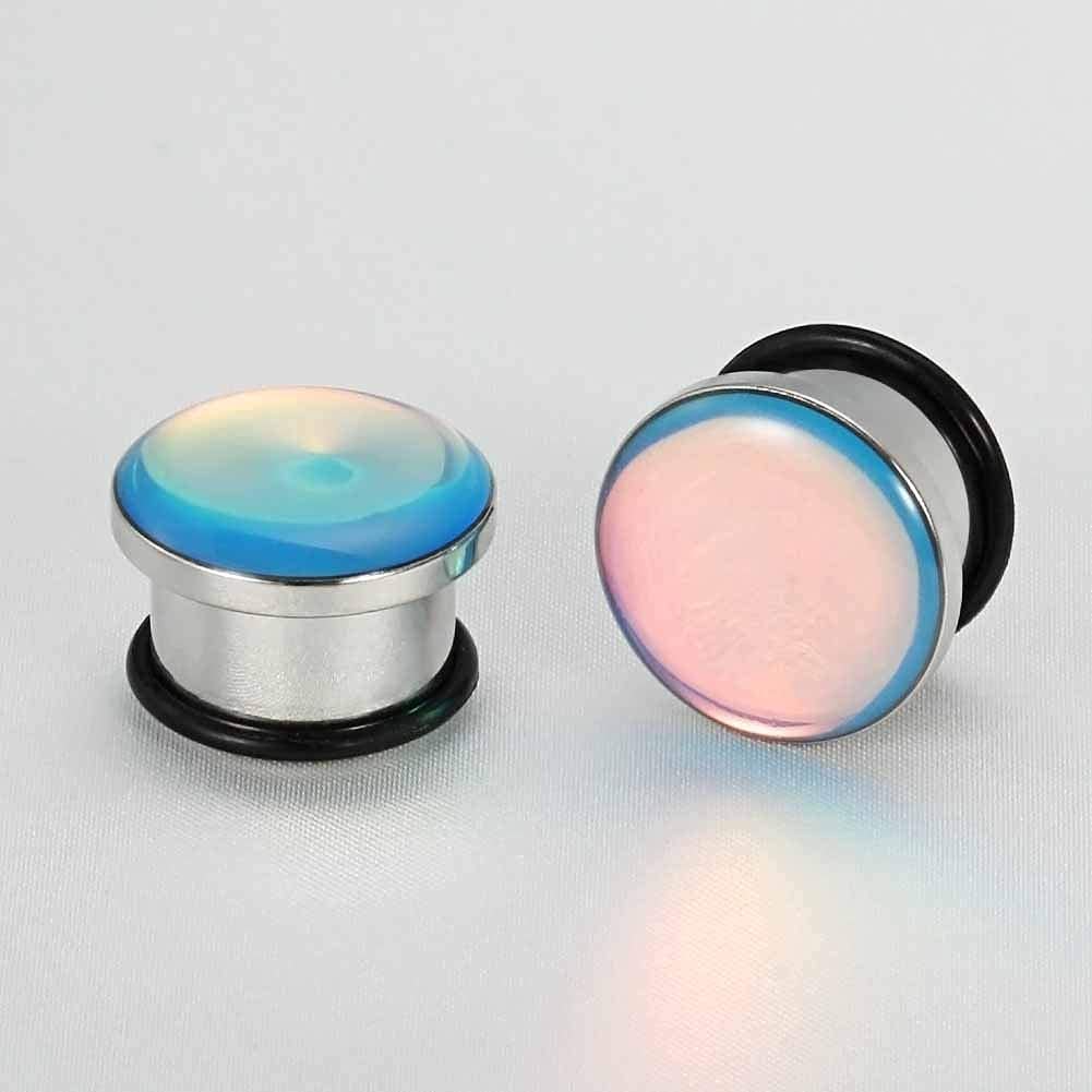 TBOSEN Juego de 6 dilatadores de oreja de acero inoxidable con circonita cúbica grande, dilatador de oreja y piercing para el cuerpo