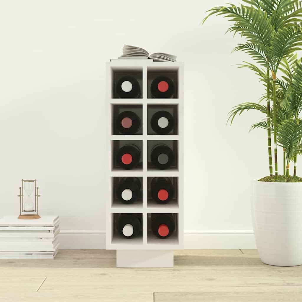 Mueble de vino blanco 23 x 34 x 61 cm, madera maciza de pino