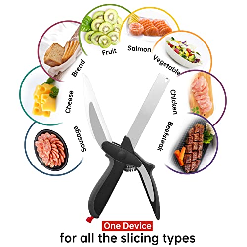 Smart Cutter Food Scissors, Chopper Vegetable Cutter 2 In 1 Smart Cutter With Cutting Board Food Chopper Salad Chopper Veggie Chopper Kitchen Scissors (Black) #TOP3