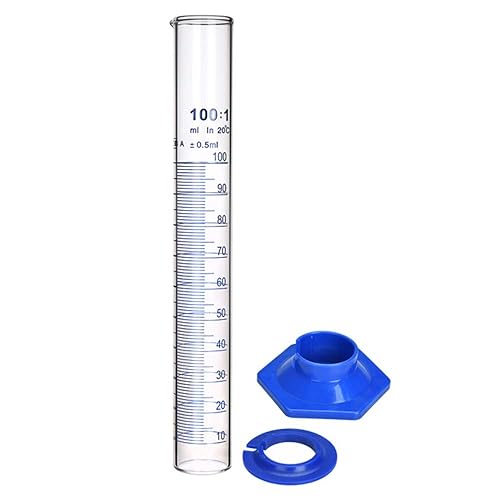Miniatura 3 de Thick Glass Graduated Cylinder Measuring Liquid Lab Cylinders with Anti-Falling Plastic Base and Bumper Guards and Cylinder Brush (Glass, 100ML)