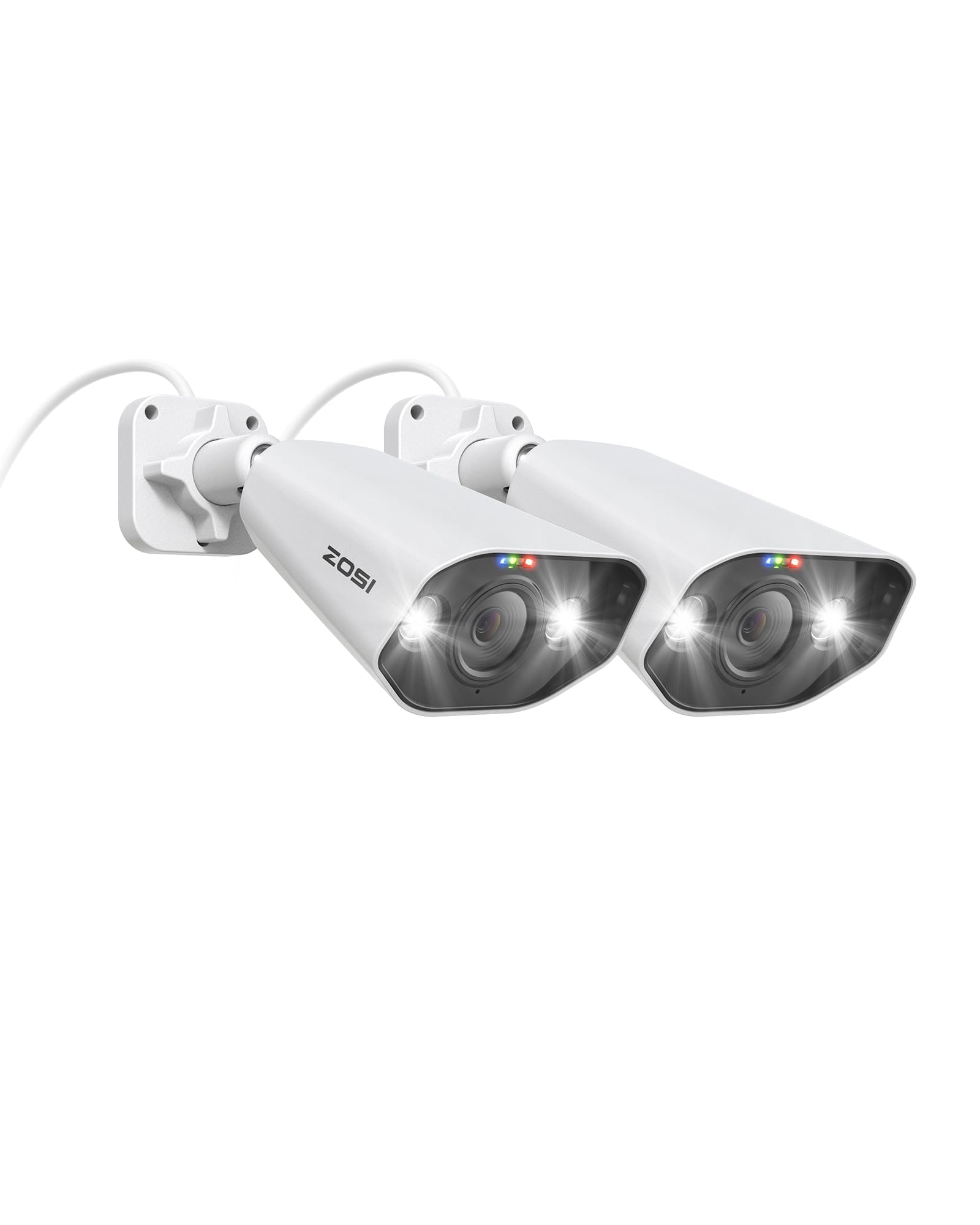 ZOSI 2 X 4K 8MP telecamera di sorveglianza IP PoE esterna, funziona solo con il nostro 4K POE NVR, riconoscimento personale, allarme luce e suono, visione notturna a colori, C182