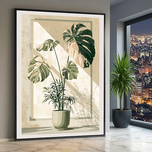 Tableau sur toile déco nature grand format 70x100 toile monstera cadre intérieur