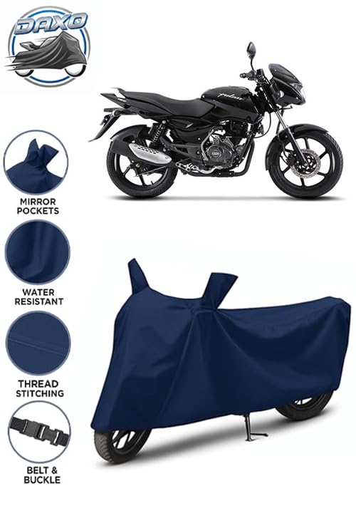 Image of Waterproof Bike Cover for Bajaj Pulsar 150 | All Weather Protection from Rain, Dust, UV Rays & Scratches with Mirror Pockets & Buckle Belt | Pulsar 150 Bike Cover