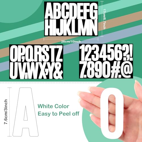 Image of Qilery 32 Sheets 3 Inch Letter and Number Stickers Self Adhesive Vinyl Letters Alphabet Stickers Big Font Letters Number Tags for School Classroom Home Mailbox Decor (White)