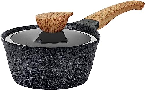 JLBopqaz Nonstick Milk PanMilk Pan,Cooking pots,Cooking Pot Saucepan Nonstick Sauce Pot with Glass Lid Black Soup Pan Stock Pot Pasta Pot Milk Pan