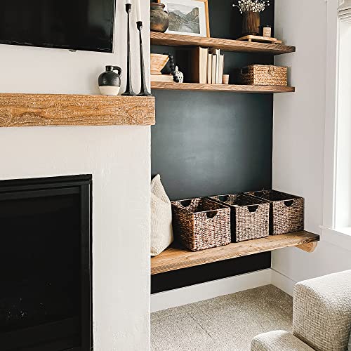 Artera Wicker Cube Storage Baskets - Set Of 3, Woven Shelf Basket For Organizing, Natural Storage Bins With Handles For Pantry Living Room, Under Shelf Basket, 13" X 11" X 9" (Dark Brown) #TOP4