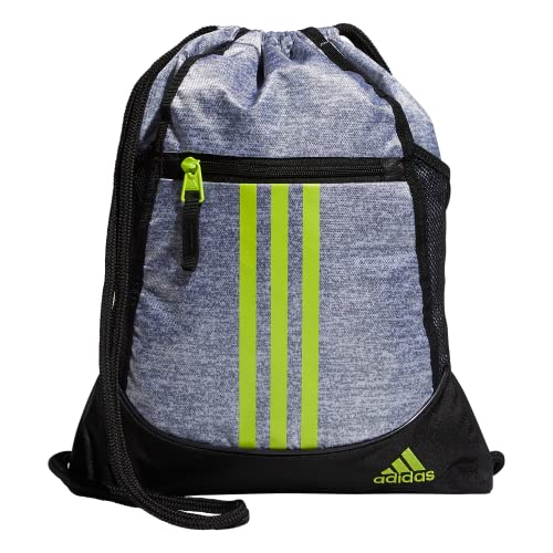 Image of adidas Unisex Alliance II Sackpack, Jersey Grey /Semi Solar Slime /Black, ONE SIZE