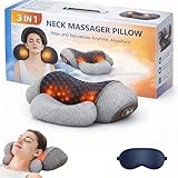 Artuvate 3-in-1 Neck Massager Pillow, Ergonomic Memory Foam Neck and Shoulder Massager, for Relief, Back & Shoulder Relaxation (Gray)