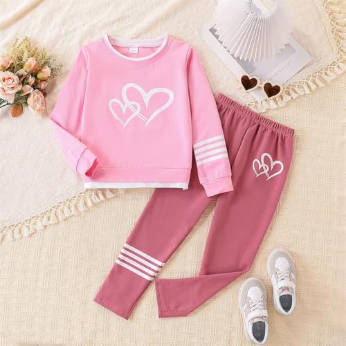 Image of OLMRJKD Kids Toddler Girls Clothes Figure Graphic Drop Shoulder Top Pullover Spotted Print Pants Fall Winter Outfit Set