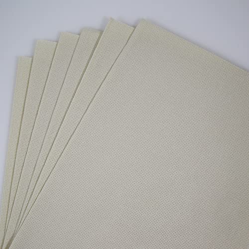 Image of KCS 4 /6 pc of 12 inch x 18 inch 30cmx45cm 16CT Counted Cotton Aida Cloth Cross Stitch Fabric (Cream, 6 pc)