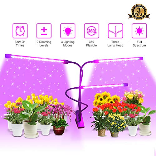 Grow Light Growing Lamp 60W Triple Head Timing 60 LED 9 Dimmable Levels