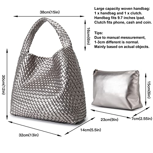 Image of Queenoris Fashion Hobo Bags for Women Top-handle Shoulder Bag Vegan Leather Purses Soft Summer Tote Bag | WOVEN