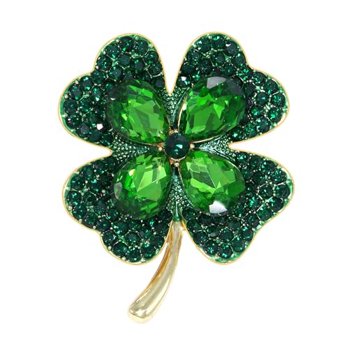 Épingles trèfle en cristal strass et broche symbole porte-bonheur