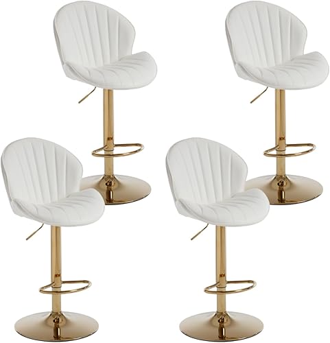 Miniatura 8 de EALSON Juego de 4 taburetes de bar giratorios modernos de altura de mostrador con respaldo y base de metal, sillas de bar ajustables, cómodos