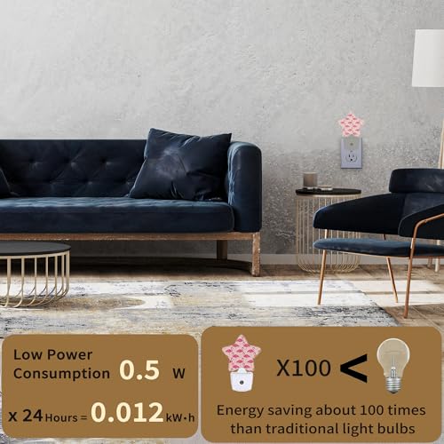 Image of Pink Flamingo Night Lights Plug into Wall with Dusk to Dawn Sensor,Lamp for Bedroom Bathroom Hallway Nightlight for Women Girls
