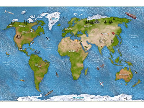 STIKKIPIX Mapa del Mundo Alfombra Infantil de Juego | SM15 Cuarto de los niños | Tamaño: 150 x 100 cm | Accesorios adecuados para Schleich, Papo, Bullyland, Playmobil etc