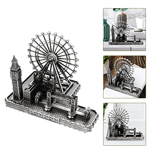Besportble London Famous Buildings London City Scene Model London Eye Big Ben Tower Bridge Uk Ornament Architectural Building Statue Vintage Decoration For Uk Travel Gifts Silver Tower Bridge Figurine #TOP7