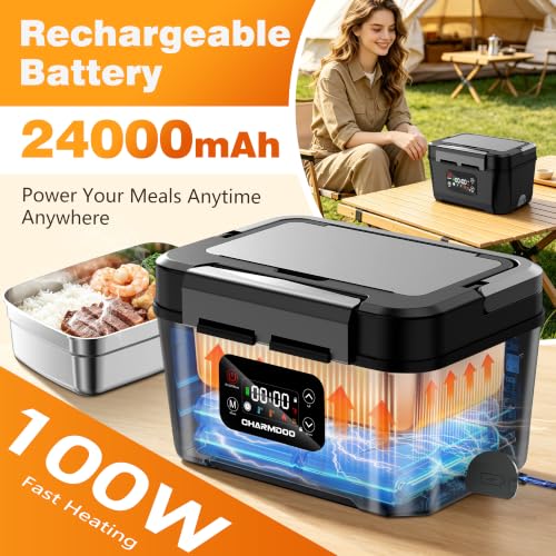 Cordless Electric Lunch Box for Adults, 24000mAh Rechargeable Food Warmer - image 2