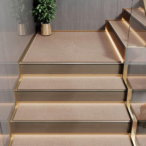 Alfombrillas de escalera para interiores, alfombras de jardín, protectores de madera, alfombras con respaldo de goma antideslizante para mascotas, ancianos y niños (85 x 30 cm, 1 unidad, marrón)