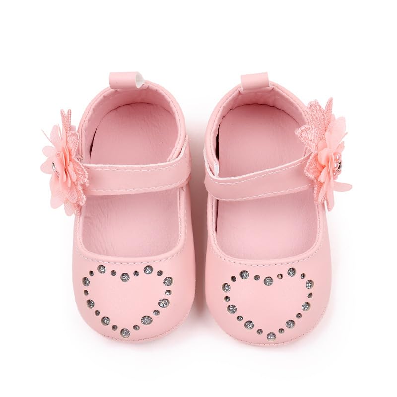 Newborn Baby Girls Dress Shoes Soft Rubber Sole Mary Jane Moccasins Baptism Christening Crib Shoes Wedding Princess Flats3