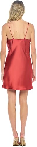 Miniatura 4 de Minivestido de satén con tirantes delgados para mujer, camisón para dormir