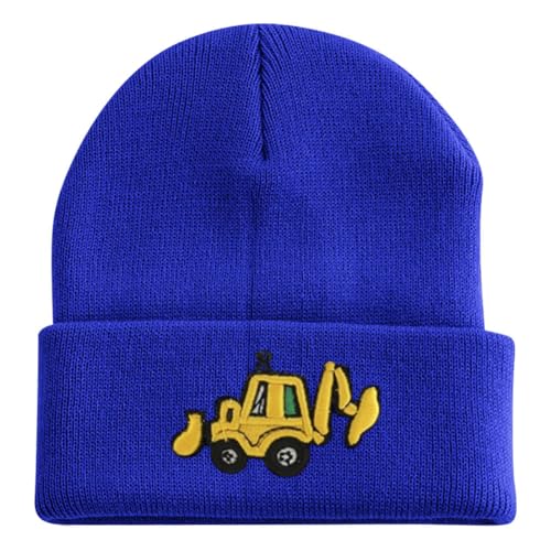 Cute Embroidery Excavator Dinosaur Toddler Kids Beanie Caps Soft Warm Baby Knitted Winter Hat for Boys Girls Age 3-10
