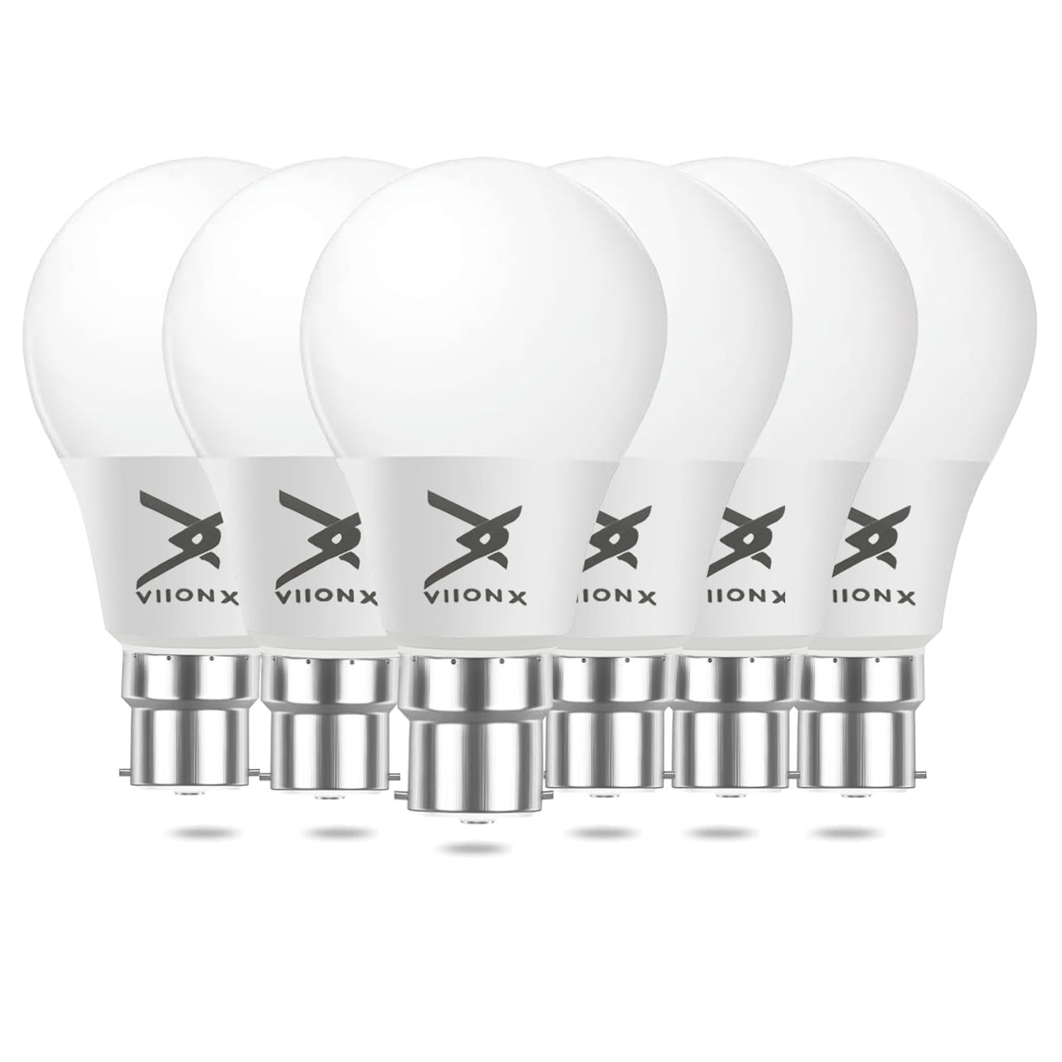 VIIONX Bayonet B22 LED Light Bulb, 8.5W (60W Equivalent), 806 Lumens, Warm White 2700K, Non-Dimmable, Energy-Saving B22 Bulb for Lamps & Household Fixtures (Pack of 6)