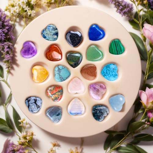22 stuks helende kristallen, hart edelstenen, liefdeshart natuurlijke edelstenen, Valentijnsdag, multi gepolijste zakstenen voor stressverlichting, Reiki chakra healing, meditatie - Afbeelding 4