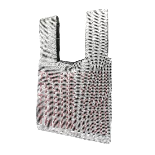 Image of Women Rhinestone Evening Bag Shiny Printed Thankyou Handbag Trendy Shoulder Tote Glitter Soft Satchel for Prom
