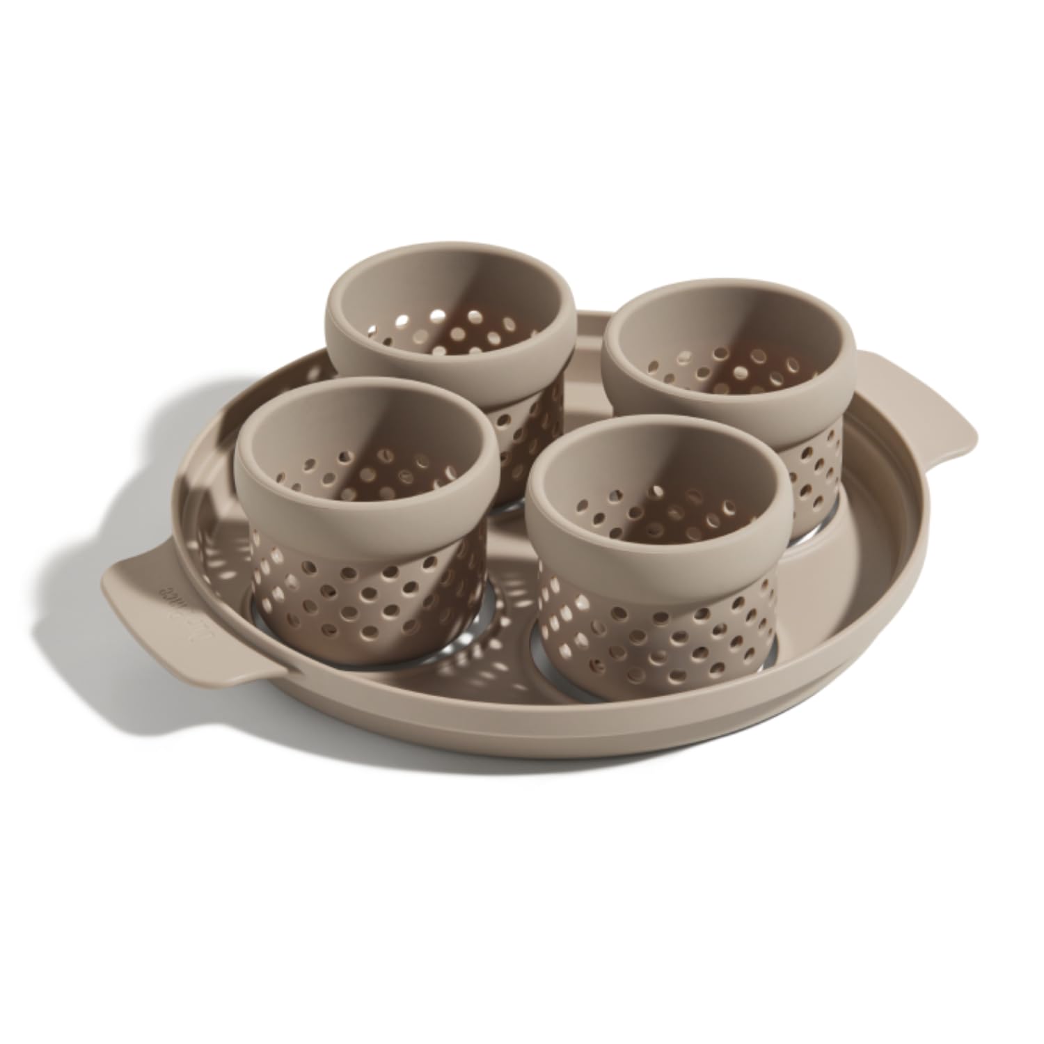 Our PlaceSilicone Egg Poacher Add-On - Easy-Use Poaching Set | Fail-Proof Water Bath Design | Includes Sturdy Nylon Platter & Perforated Cups | BPA-Free, Dishwasher Safe | Steam
