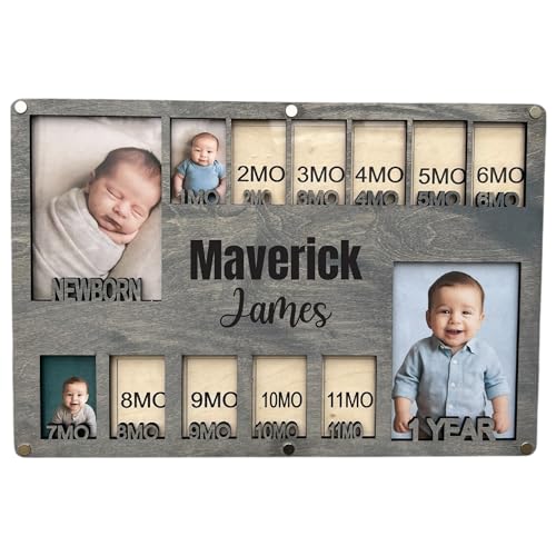 Silva lining designing Newborn picture frame - 12 months photo display - Personalized frame - Gift for new mom - Baby photo album- Baby portrait (Newborn 3.0)
