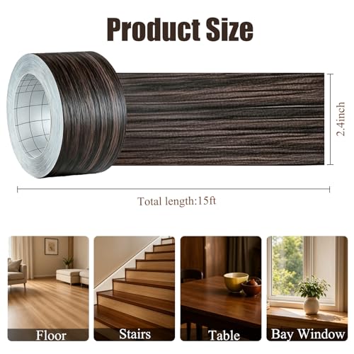 Image of GSCIT Club Black Walnut Wallpaper, 2.4 inch X 15ft Self Adhesive Wood Grain Repair Tape Walnut Repair Patch for Tables, Chairs, Baseboards, Doors, Windows, Floors, Handicraft DIY.