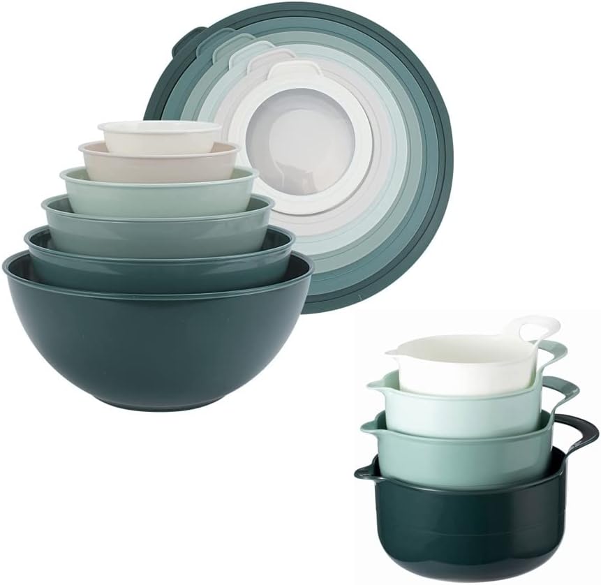 COOK WITH COLOR Mixing Bowls Bundle 12 Piece Plastic Nesting Bowls Set with Lids
