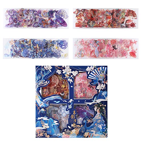 Lychii Scrapbooking Autocollants, 500pcs (100 Feuilles ) PVC Décoration Autocollant avec Éléments rétro, Vinatge Design Autocollants Adhésifs pour Album, Cards, Calendriers Planner, DIY