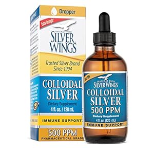 Natural Path Silver Wings Colloidal Silver 500ppm (2,500mcg) Immune Support Supplement 4 fl. oz. dropper