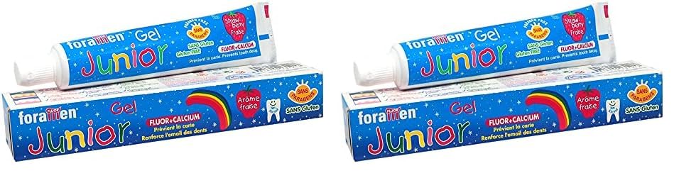 Pasta de Dientes Infantil con sabor a Fresa Junior · Fluor + Calcio que previene la Caries y Fortalece el Esmalte · Dentífrico Infantil para Prevenir la Caries · Sin Gluten (Paquete de 2)