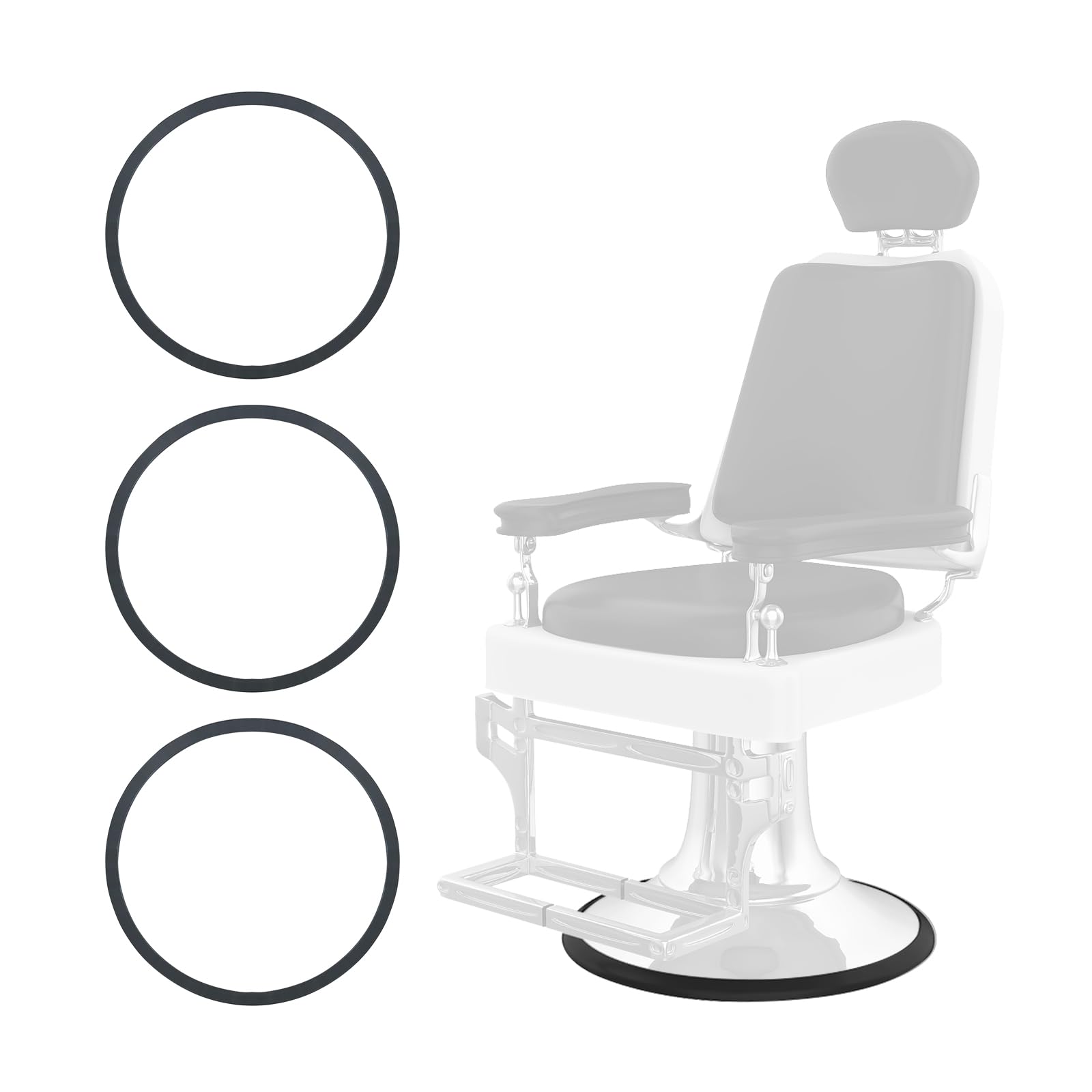 3Pcs Salon Chair Rubber Base Ring, Salon Equipment Floor Protective Rubber Ring Gasket,Hydraulic Styling Chair Round Rubber Base-image-23