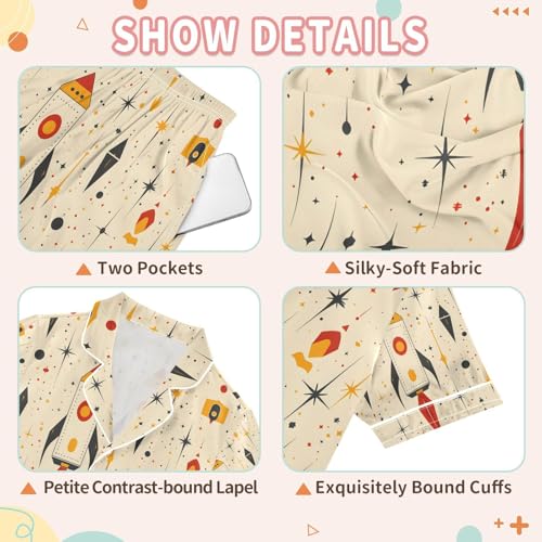 senya Cartoon Rocket Z Satin Summer Pajama Sets Silk Short Sleeve Button Down Sleepwear3
