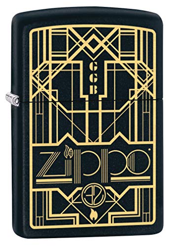 Zippo Encendedor Diseño Art Deco Negro Mate miniatura 1