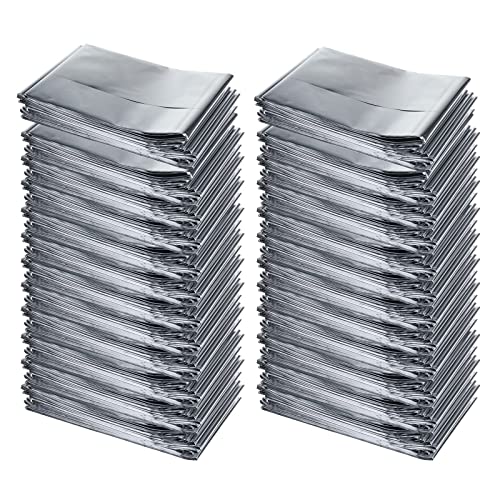 Searqing Emergency Mylar Thermal Blankets Space Blanket(50 Pack)-Camping Blanket Designed For Outdoors, Hiking, Survival, Marathons, Retain Body Heat(Silver Color) #TOP1