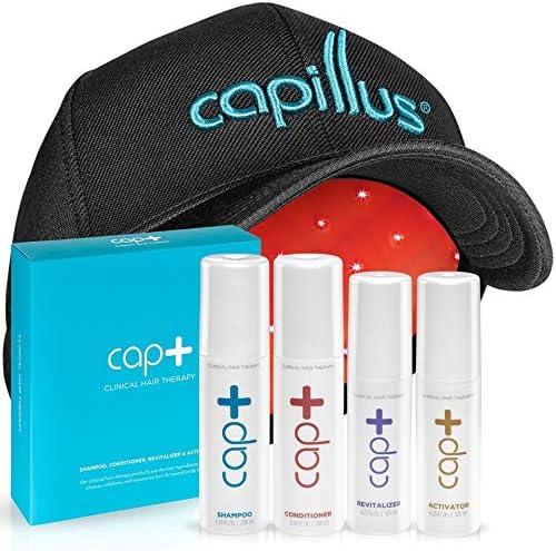 Capillus82 Flexible Laser Hair Treatment Cap & Clinical Hair Therapy Bundle (Shampoo, Conditioner, Revitalizer & Activator) FDA-Cleared to Treat Hair Loss in Men & Women