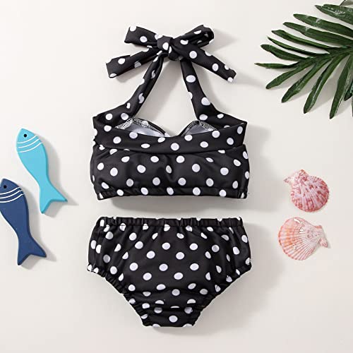 Baby Girl Bikini Kids Toddler Polka Dot Swimsuits Swimwear Beach Bathing Suit Bikinis Set Girls (Black, 12-18 Months)2