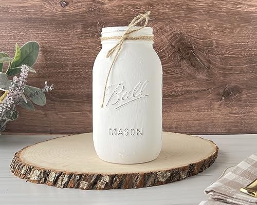 Elegant White Mason Jar Centerpiece – 32 oz Hand-Painted Rustic Decor for Weddings, Baby Showers, and Bridal Celebrations - Image 7