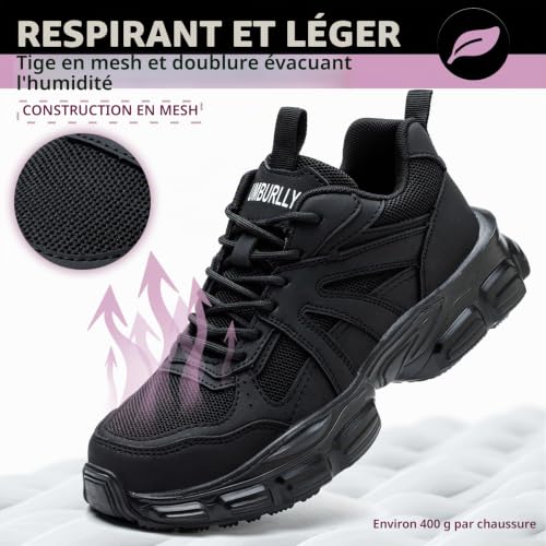 ZSDZSZ Chaussures de Sécurité Femme Légère Chaussures de Travail, Noir, 38 – vue 5
