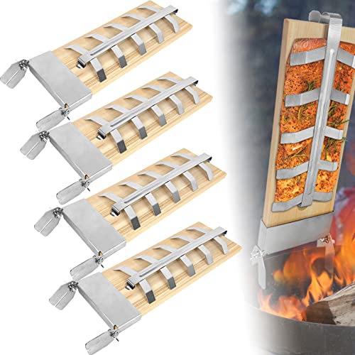 Flammlachsbrett Für Gasgrills | 600x175 Mm Buchenholz | Mit Neigungsverstellung | Inkl. Gewürzprobe