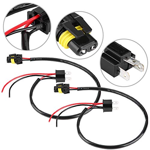 Duokon Adapter Converter Cable, 2pcs H4 Sockets to 9006 Bulbs Wire Harness Headlight Fog Light Conversion Adapter Cable