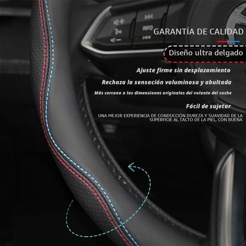 Funda Volante Coche, para Peugeot Rifter 2018-2023 Antideslizante Cubierta de Volante Transpirable Protector de Volante,Accesorios Coches Interior,B